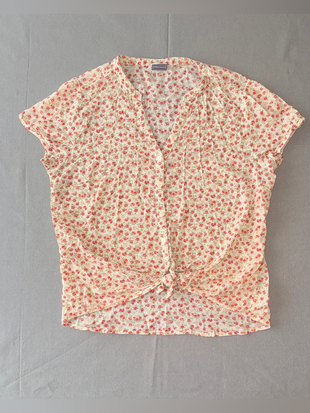 Laura Scott Floral Print Short Sleeve Blouse - Cotton